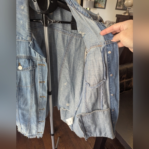 Jessica Simpson distressed jean jacket vest size L - Picture 6 of 6